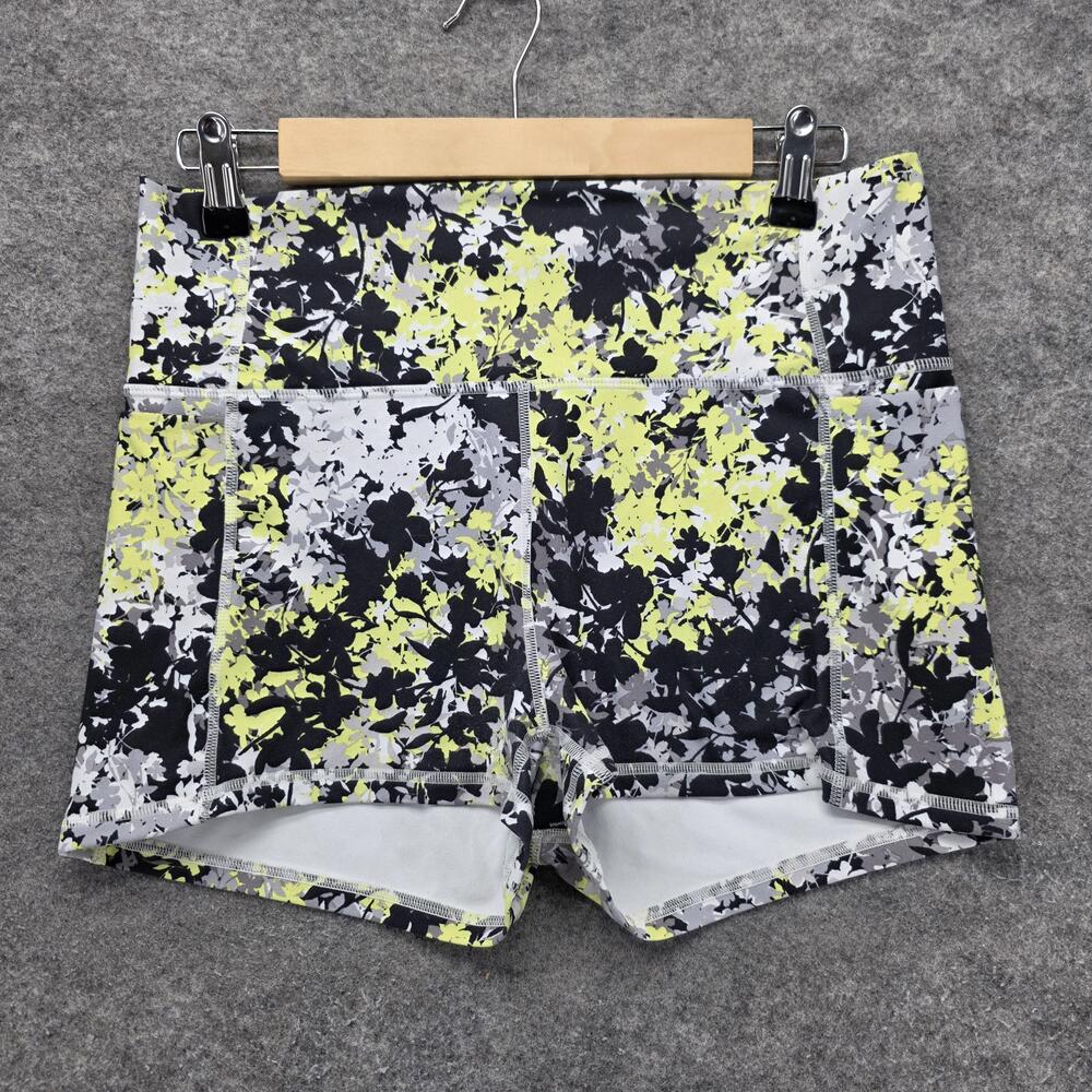 Fabletics PureLuxe Shorts Womens Large Black Gray Neon Floral Print Athletic